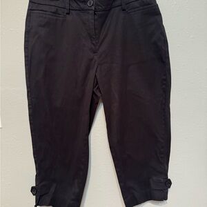 Talbots Black Capri Pants with Cuffed Tabs
